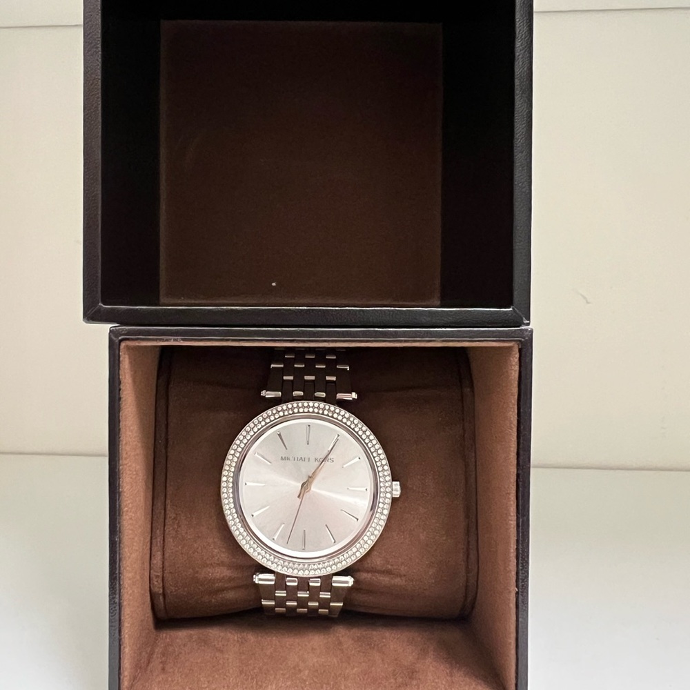 Michael Kors women’s Silver Watch with Crystal diamonte Accents